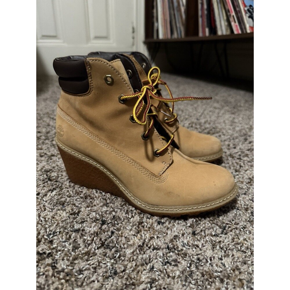 Timberland Glancy 8251A Wheat Nubuck Wedge Ankle Boots Women’s Size 6.5